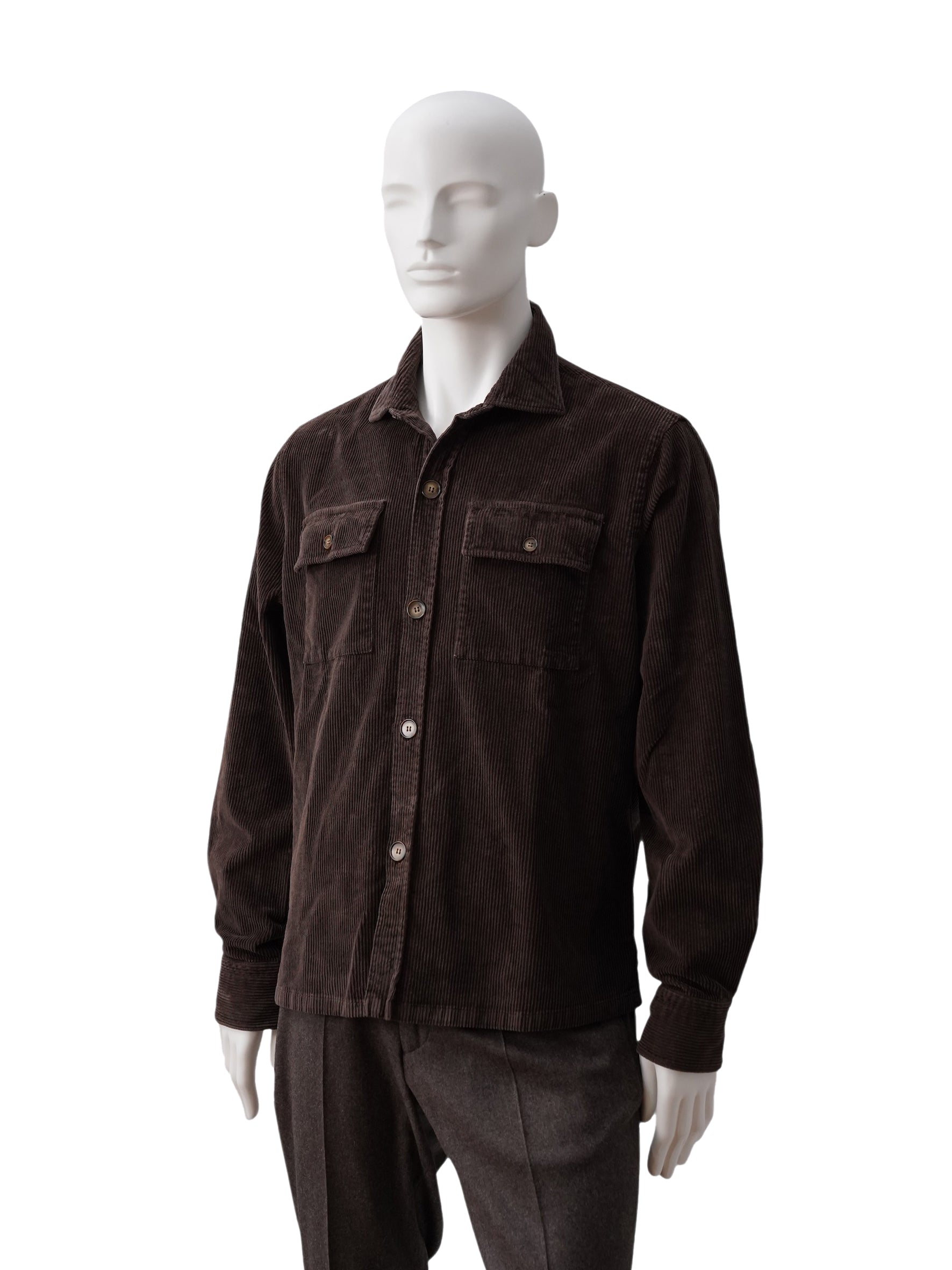 Dunkelbraunes Cord-Overshirt